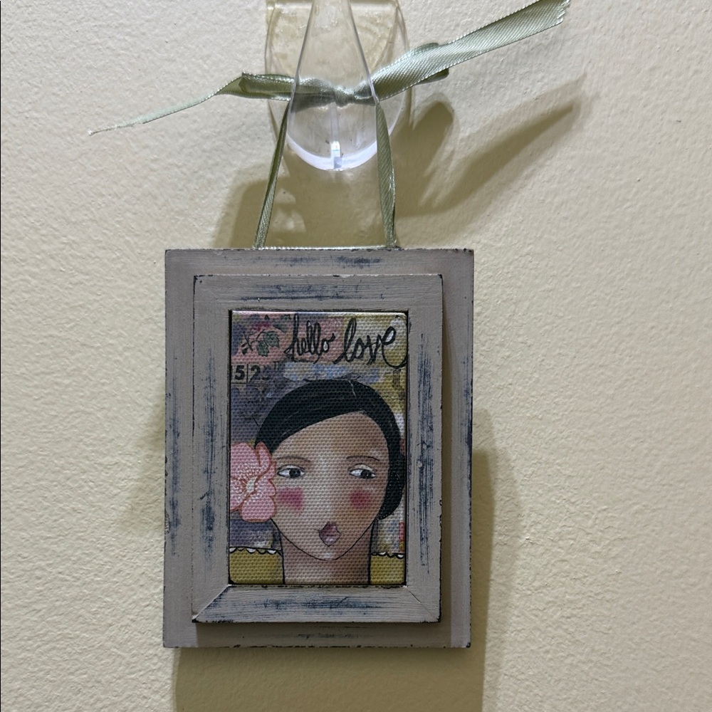 Kelly Rae ROBERTS Decorative Mini Wall Art Portrait 4-1/2”x3-1/2” Hello Love